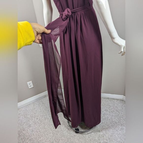 Bill Levkoff Plum Wrap Maxi Dress Size 4 Purple Bridesmaid Wedding Guest Formal - Picture 11 of 12